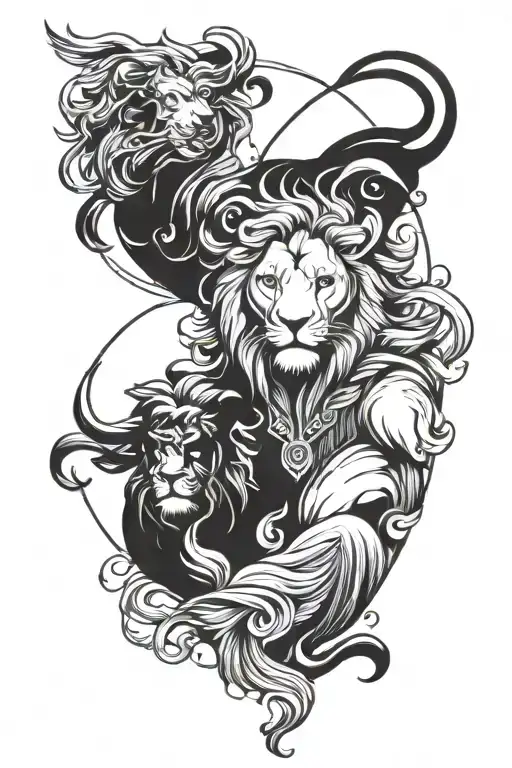 leo and virgo zodiac sign combined together tattoo design idea