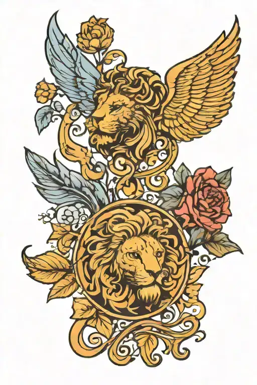 leo and virgo zodiac sign combined together tattoo design idea