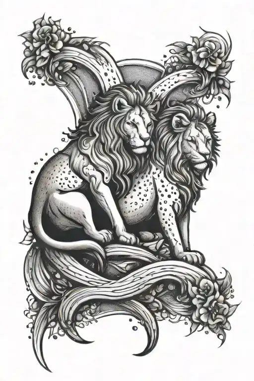virgo and leo zodiac sign tattoo design idea