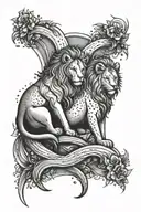 virgo and leo zodiac sign tattoo design idea
