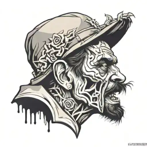 Nicaraguan poet Ruben Dario turned into a zombie head tattoo tattoo design idea