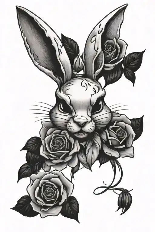 playboy bunny skulls and roses tattoo design idea