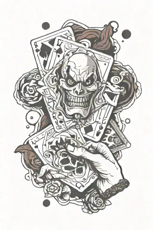  hisokas hand holding 2 joker cards  tattoo design idea
