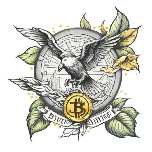 Create a tattoo inspired by the concept of freedom, Bitcoin, Natur tattoo design idea