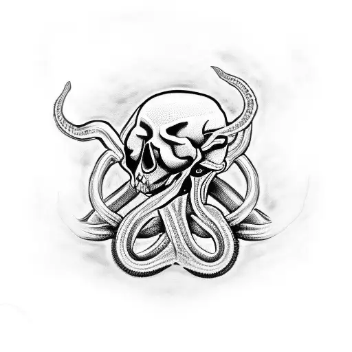 motorcycle club skull snake tattoo design idea