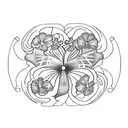 taino culture  to make a memoriam tattoo with a timepiece,hibiscus flower,butterfly,cherry blossom and marine symbol sle tattoo design idea