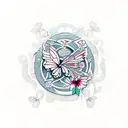 taino culture,cherry blossom,marine logo,time piece,butterfly,hibiscus  tattoo design idea