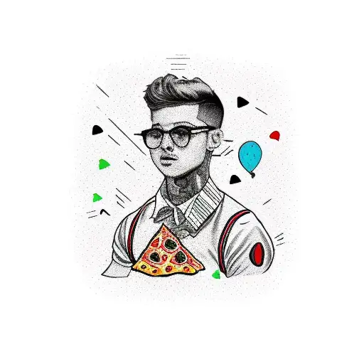 il mio ragazzo biondo che mi porta la pizza mentre guida la bicicletta con una mano tattoo design idea