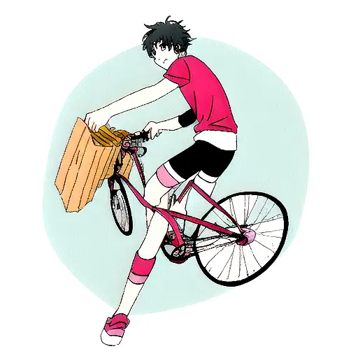 il mio ragazzo biondo che mi porta la pizza mentre guida la bicicletta con una mano tattoo design idea