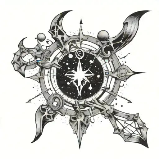 Sagittarius constellation intertwined tattoo design idea