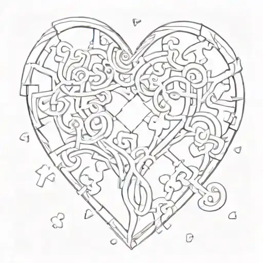 A series of small, interconnected puzzle pieces forming a heart shape, symbolizing the unique and irreplaceable role a niece plays in an aunt's life tattoo design idea