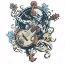 cancer banjo tattoo design idea