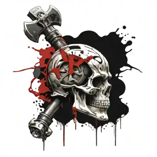 skull spartan time tattoo design idea