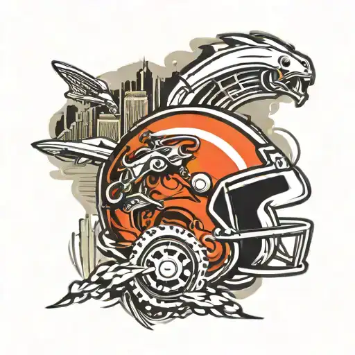 skyline with racing helmet  tattoo design idea