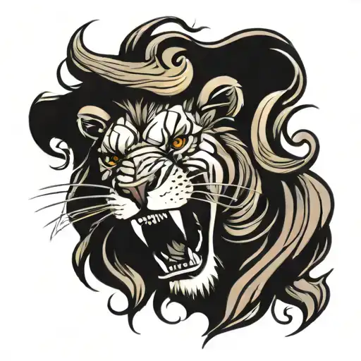 lion roaring tattoo design idea