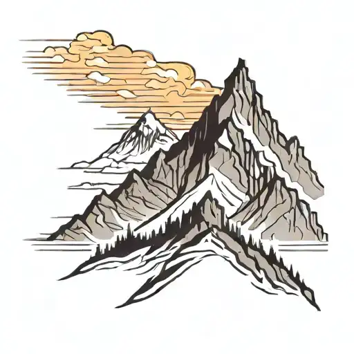 mountains silhouette of a man tattoo design idea