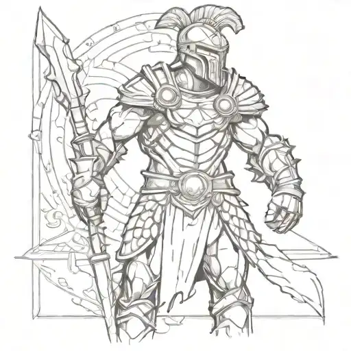 gladiator holding tattoo design idea