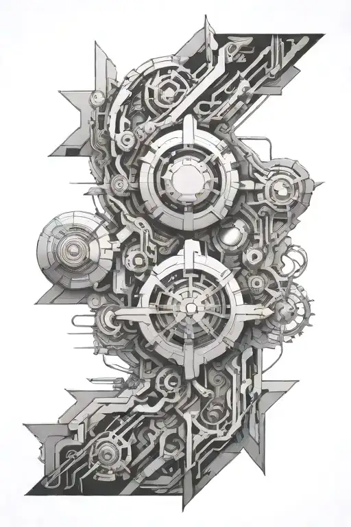 biomech bionic cyborg tattoo design idea