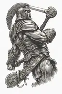 gladiator holding tattoo design idea
