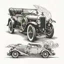 vintage car transformed tattoo design idea