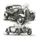 vintage car transformed tattoo design idea