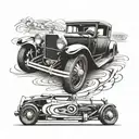 vintage car transformed tattoo design idea