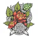 hops, chef knife, Mac miller circles flower, space tattoo design idea