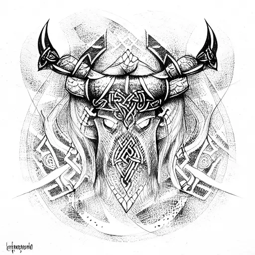 Viking and Kazakhstan  tattoo design idea