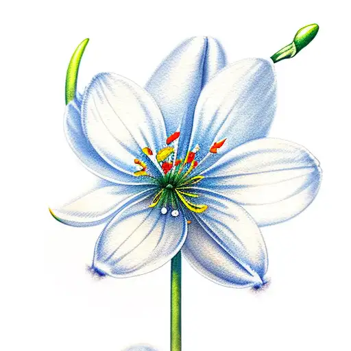 A realistic snowdrop flower with delicate watercolor brushstrokes tattoo design idea