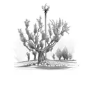 a candlestick 2 olive trees  tattoo design idea