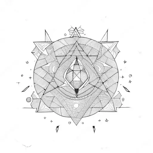 little saturn with stararound tattoo design idea