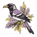 Australian Magpie and Lavender tattoo design idea