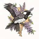 Australian Magpie and Lavender tattoo design idea