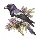 Australian Magpie and Lavender tattoo design idea