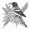 Australian Magpie and Lavender tattoo design idea