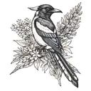 Australian Magpie and Lavender tattoo design idea