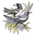Australian Magpie and Lavender tattoo design idea