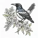 Australian Magpie and Lavender tattoo design idea