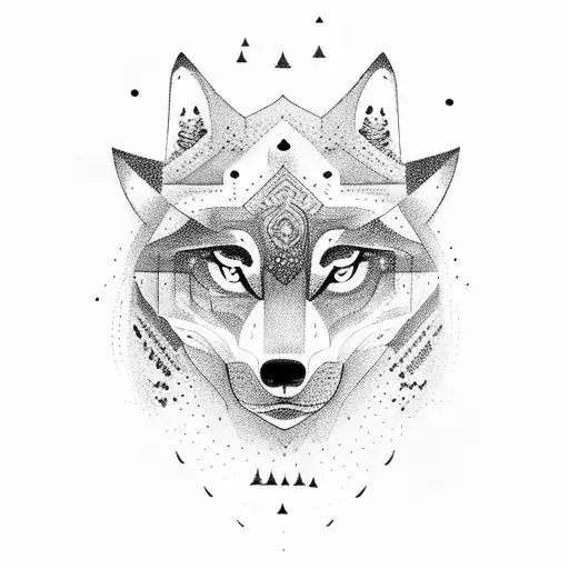 A serene forest landscape with a hidden wolf tattoo design idea