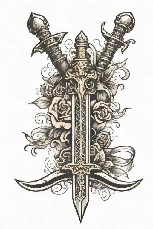 dark fantasy sword tattoo design idea
