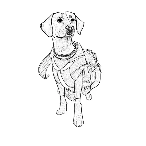 a dog wearing a backpack tattoo design idea