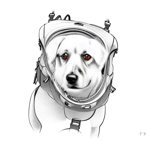 a dog wearing a backpack tattoo design idea