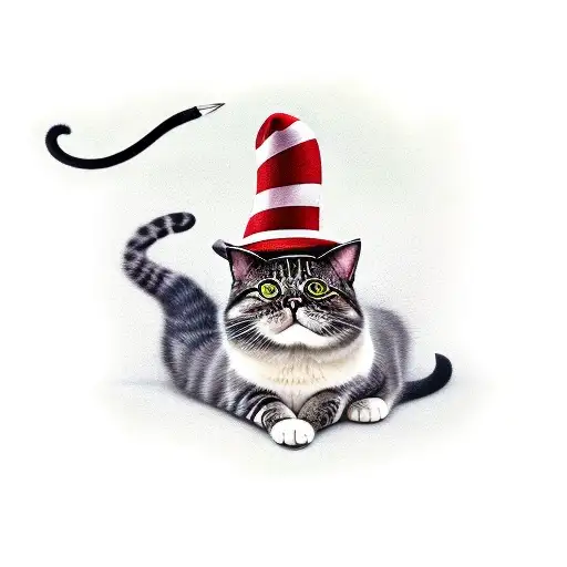 the Cat in the Hat riding a stingray tattoo design idea