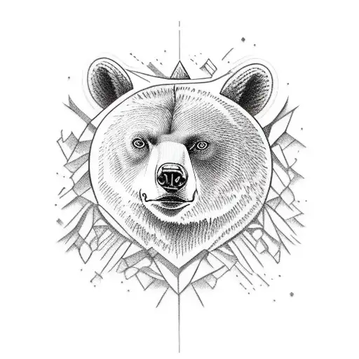 forest bear river tattoo design idea