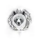 forest bear river tattoo design idea