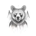 forest bear river tattoo design idea