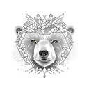 forest bear river tattoo design idea