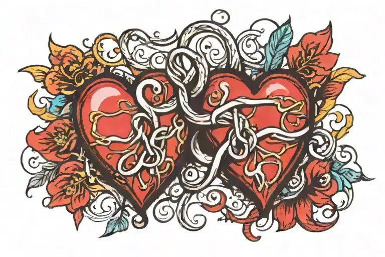 heartbeat line with heart intertwined tattoo design idea