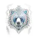 bear sword worrier sapphire gemstone  tattoo design idea
