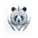 bear sword worrier sapphire gemstone  tattoo design idea